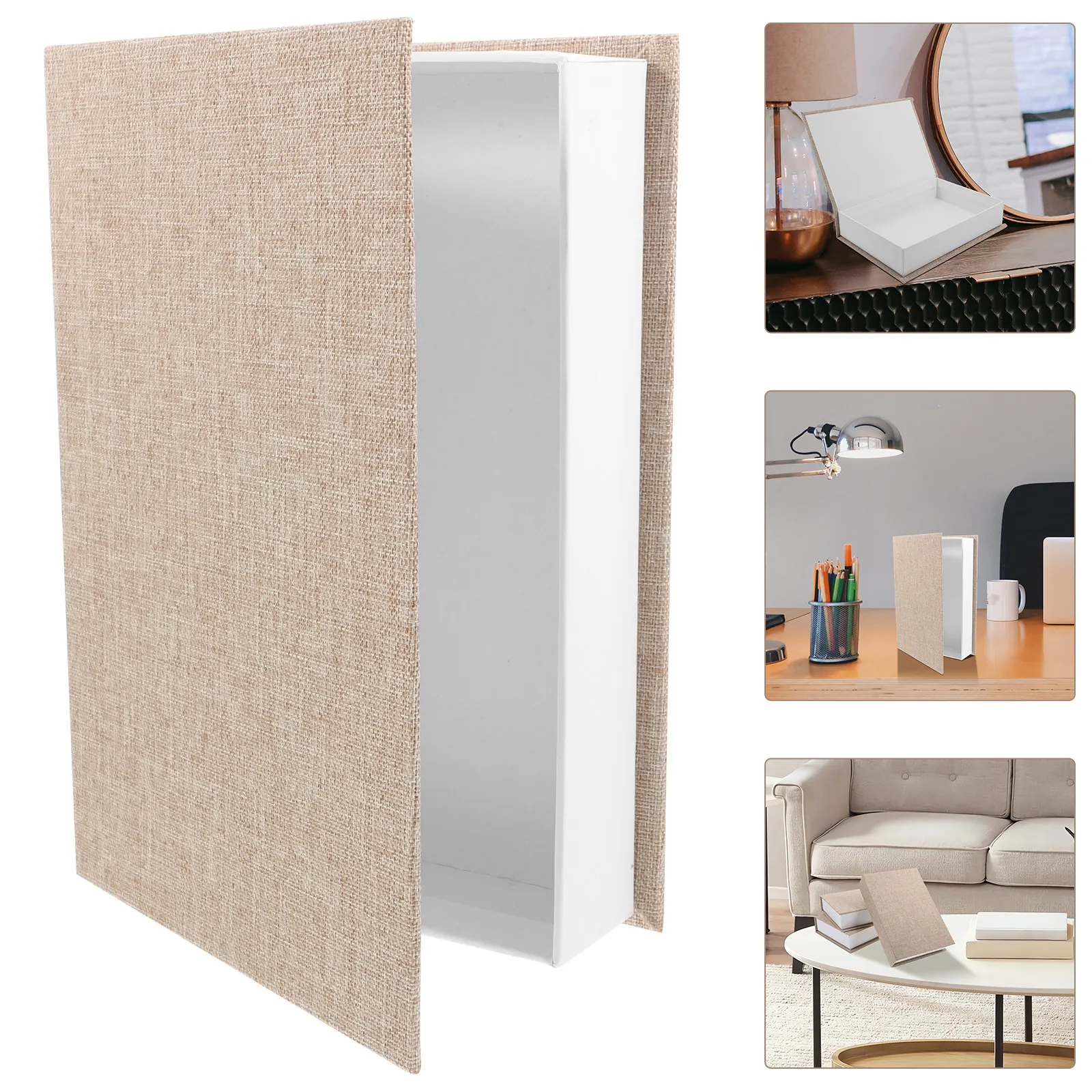 3Pcs Faux Linen Decorative Books Set Realistic Fabric Texture Modern Shelf Decor Coffee Table Mantel Library Aesthetic Home