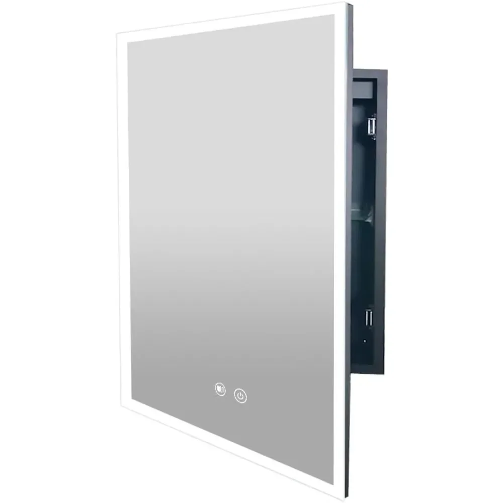 LED Medicine Cabinet with Light,16×24inch,Recess Mirror Cabinet for Bathroom,3 Color,Dimmable,Demister