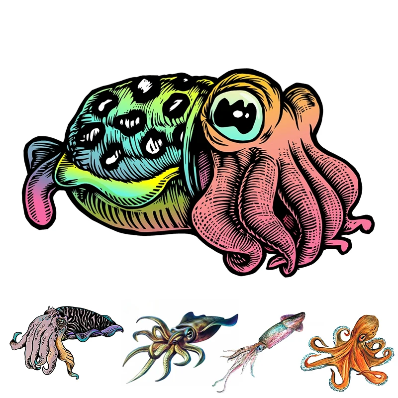 Self-Adhesive Decal CUTTLEFISH Car Sticker Waterproof Auto Decors on Bumper Rear Window Laptop