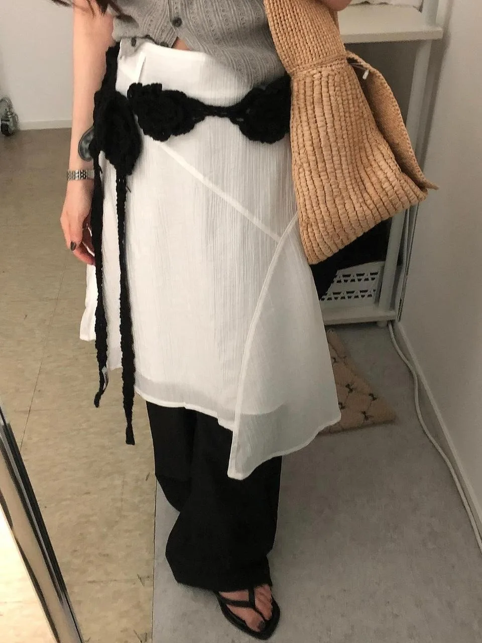 Summer Design Asymmetrical f-length Skirt Women's Chic New A-line High-waist Slimming White Dr Spring Autumn Season