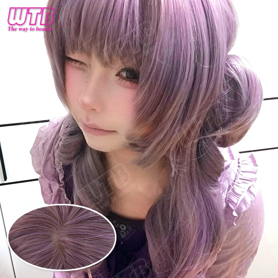Double Ponytail Synthetic Lolita Wig for Women Claw Clip Style Double Ponytail with Curls and Bangs Suitable for Cosplay Wearing