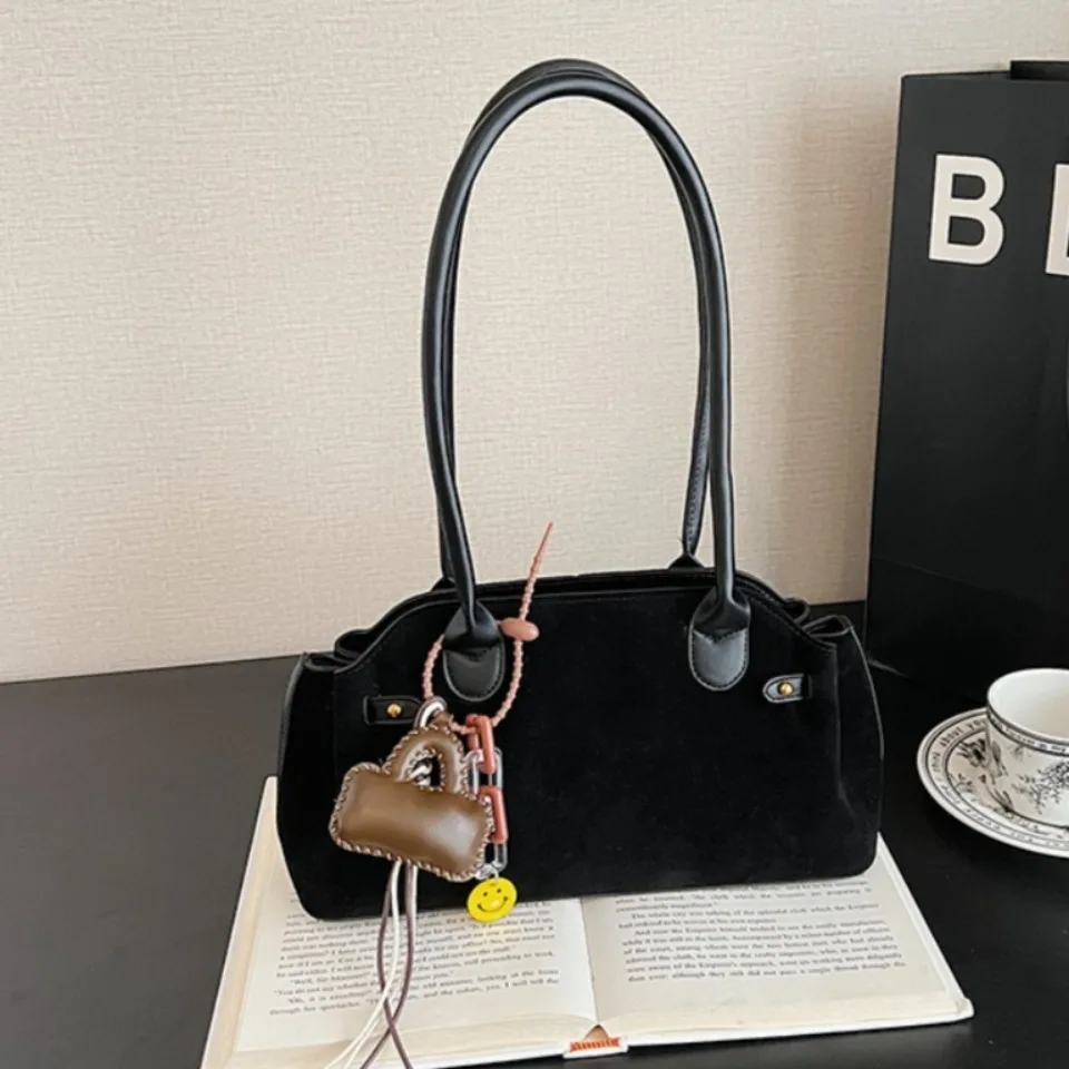 

Французские сумки через плечо для женщин из искусственной замши, однотонные, с верхней ручкой, летняя коллекция 2026, новые дизайнерские люксовые сумки