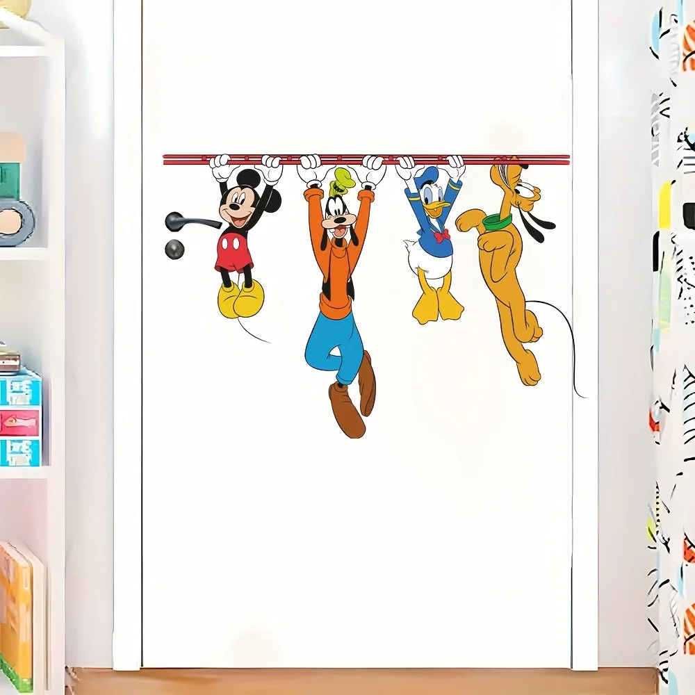 1 ملصق حائط ذاتي اللصق من ديزني ميكي ودونالد داك من مادة البولي فينيل كلوريد، ديكور غرفة النوم على طراز الرسوم المتحركة مناسب لغرفة المعيشة والمنزل، زينة حفلات عيد الميلاد #6