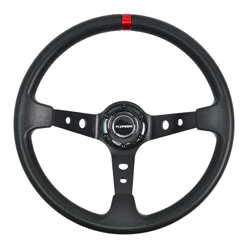 High Quality PU Leather Modified Racing Steering Wheel With Six Bolt Base Interior Accessory