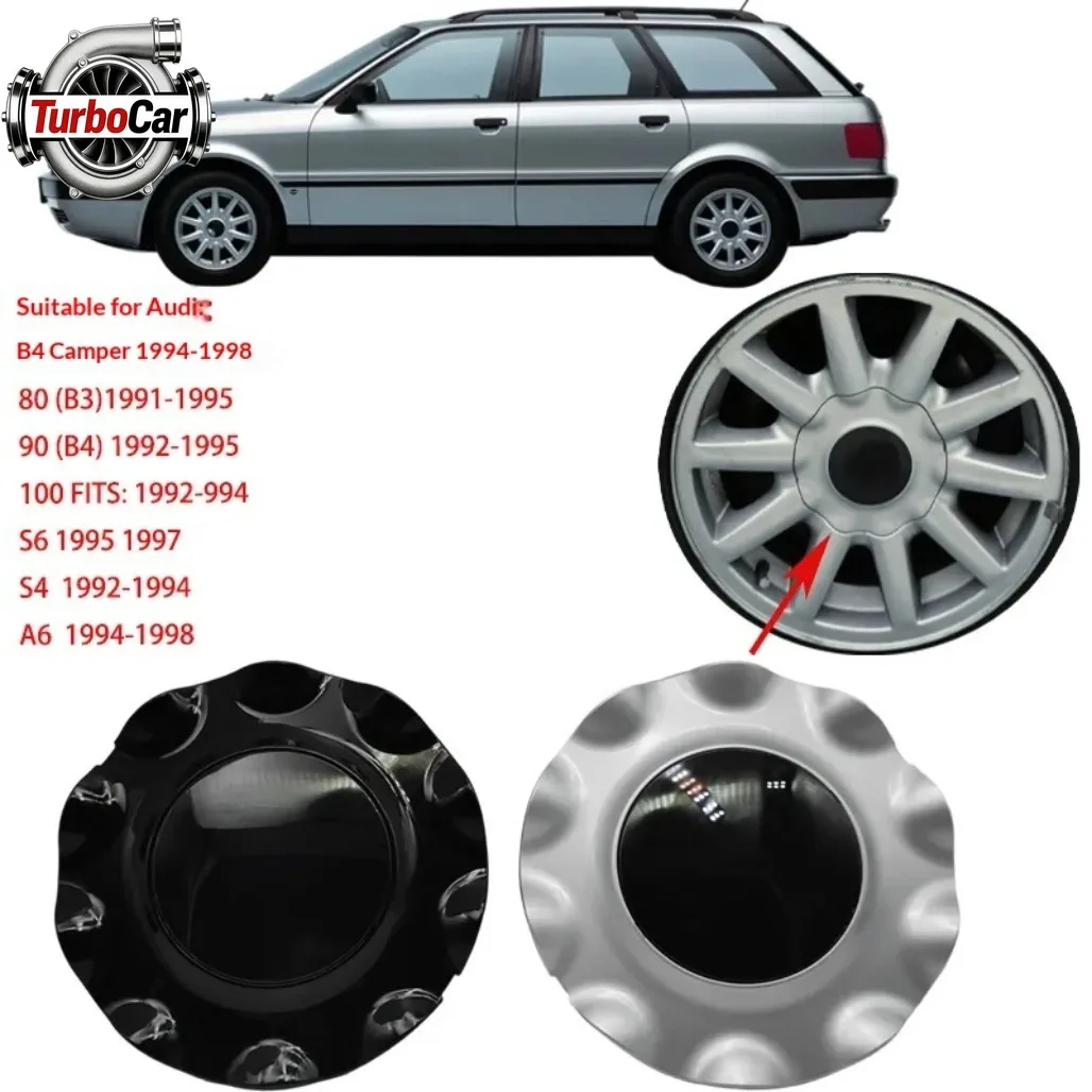 4Pcs Wheel Center Hub Caps Cover For Audi 80 90 100 Cabriolet B3 B4 A6 S4 S6 Car Wheel Hub Decorative Protective Covers
