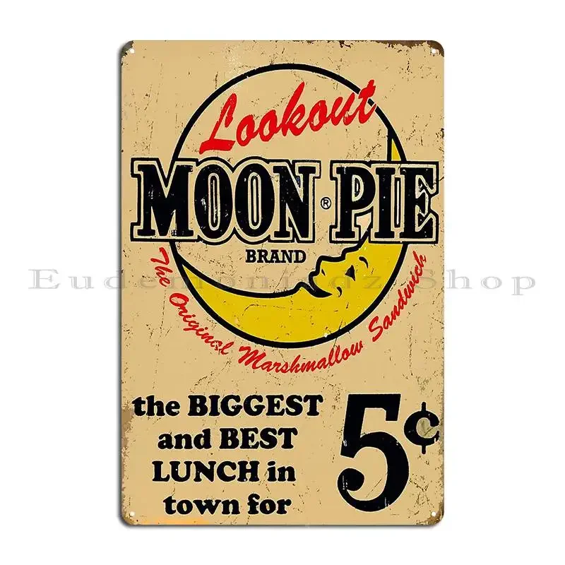 Moon Pie Vintage Advertisement Sign Typography Metal Sign Rusty Iron Garage Create Cinema Tin Sign Poster