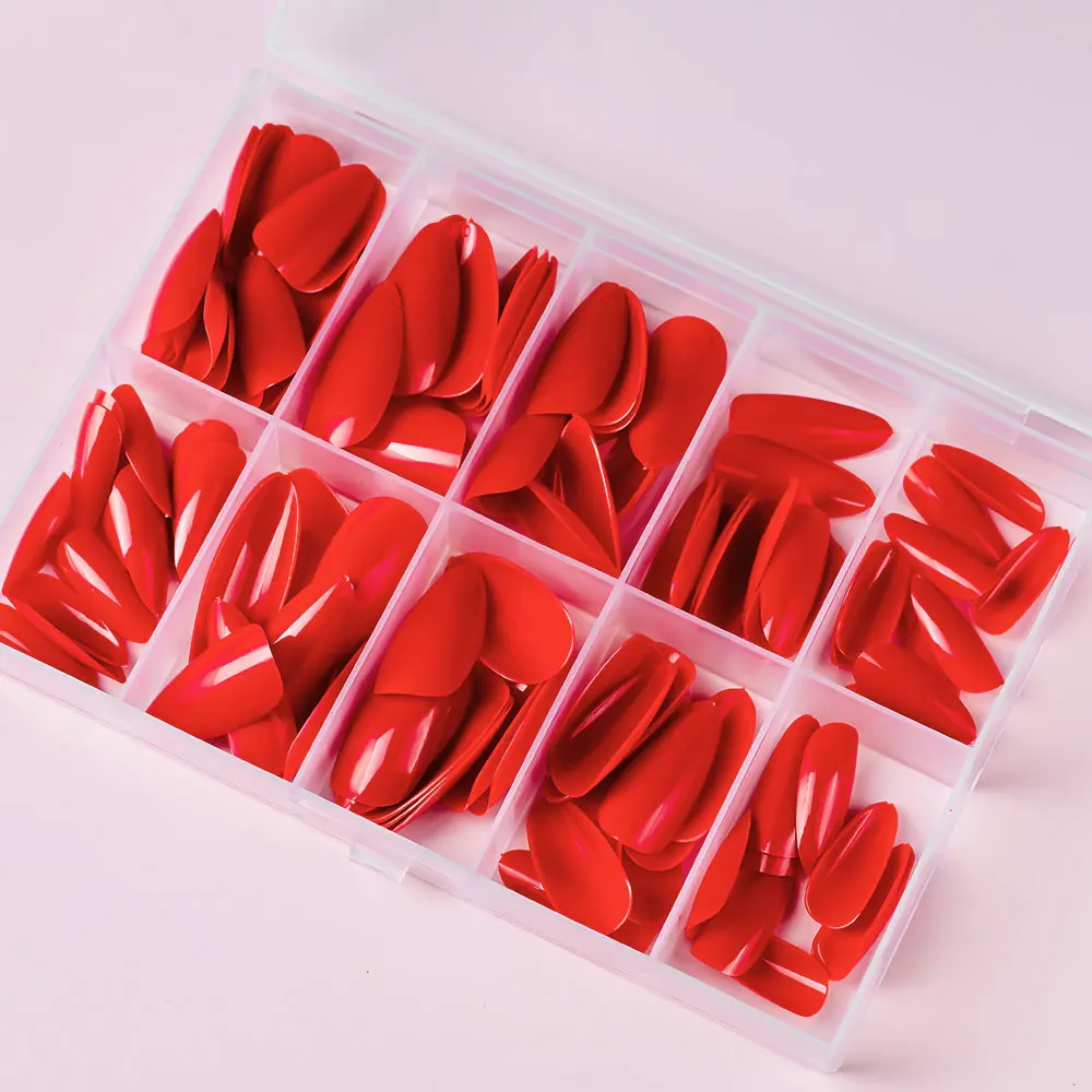 120pcs Red Glaze Glossy Press On Nails Fake Nails Short Almond Design Artificial Harmless False Nails Valentine Gifts For Women
