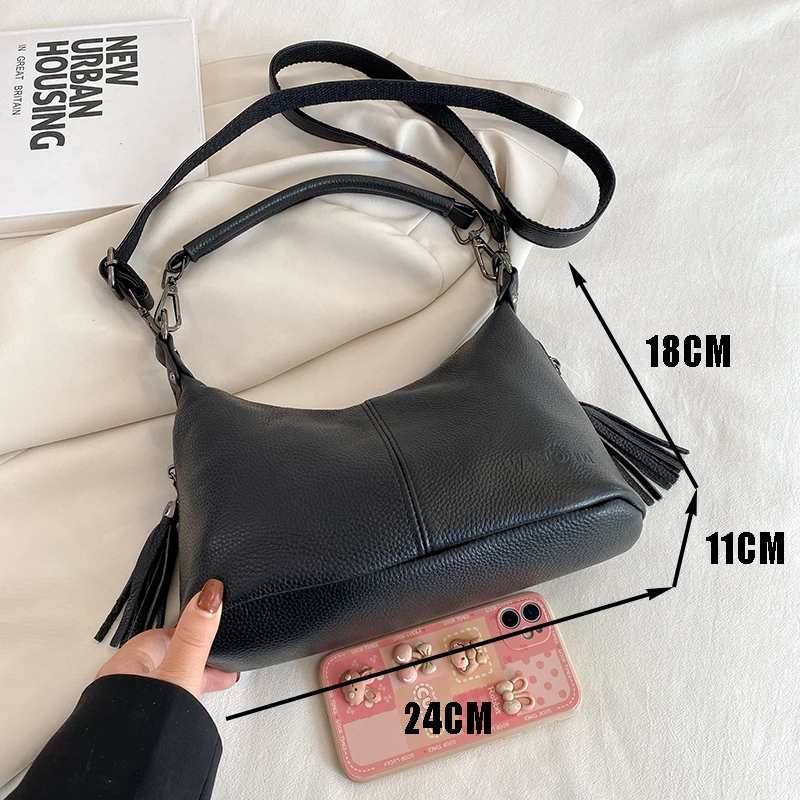 High Quality Top Quality Genuine Leather Women Shoulder Bag Long Strap Doctor Bags Vintage Woman Handbag Cow Leather Women Bags