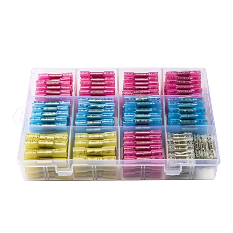 350PCS Heat Shrink Butt Connectors, Marine Grade Waterproof Wire Connectors Kit,Crimp Connectors For Boat Truck