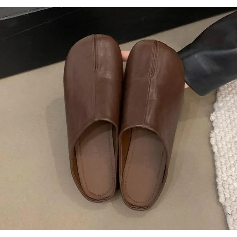 موضة جديدة تابي نينجا الشقق الجلود سبليت تو حذاء مسطح امرأة مريحة المتسكعون الإناث عادية منخفضة الكعب السيدات مولر الأحذية #6