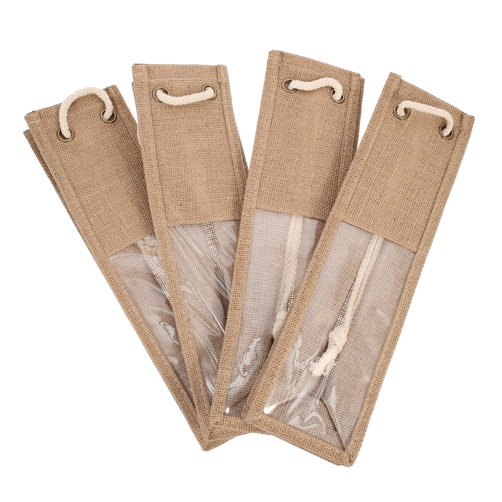 

4Pcs Jute Burlap Wine Gift Bag Strong Carrying Capacity Reusable Wine Bottle Holder Festival Gift Pouch Jute Burlap Bottle Bag