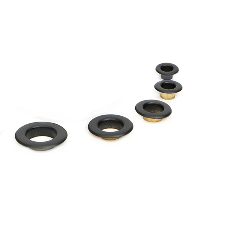 100sets Lacquer Matte Black Eyelets Flat Type Brass Eyelet for Leathercraft Shoes Bag Canvas Dress Clothes Accessories Grommet