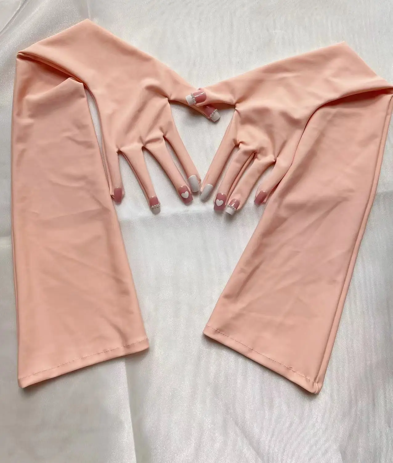 Women's None Shiny Flesh Spandex Zentai Glove Fetish Crossdress Men's Cosplay Kigurumi Gloves With Nails Male to Female