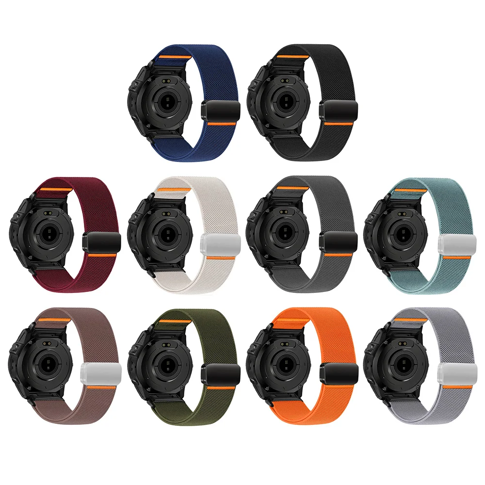 Elastic Nylon Watch Strap for Garmin Quickfit Fenix 6 7 8 Magnetic Buckle 20mm 22mm 26mm Quatix Tactix Sport Watchband view 3
