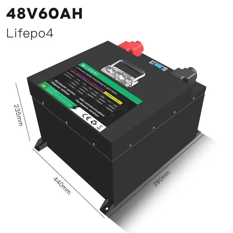 Lanni lítio ferro fosfato 48v60ah bateria de lítio armazenamento de energia fotovoltaica carrinho de golfe 51.2v60ah rv eletricidade doméstica lifep04