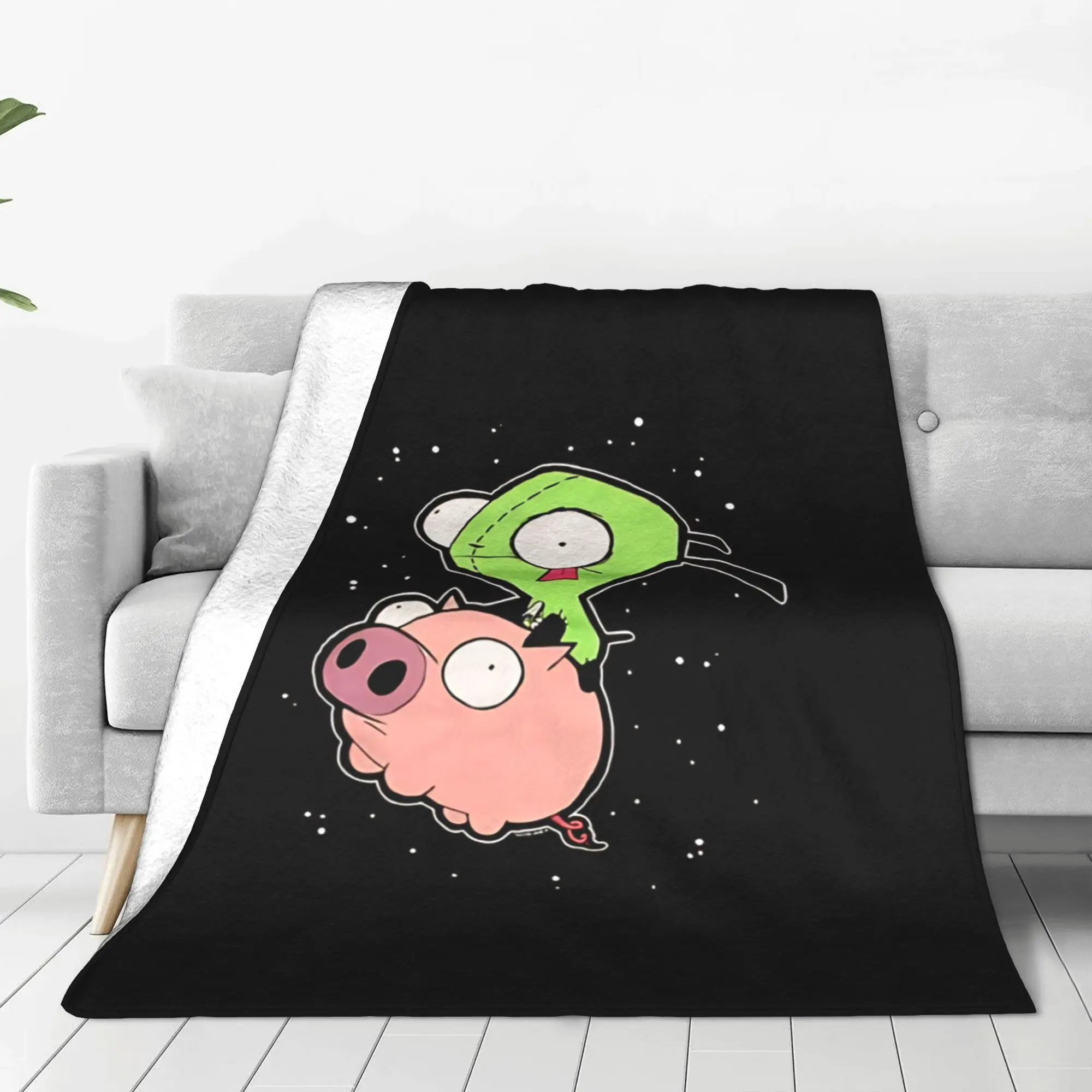 1PC dark humor  Invader Zim Home Room Decorations Winter Blankets For Adults Bedding Home Interior Sofa Knee