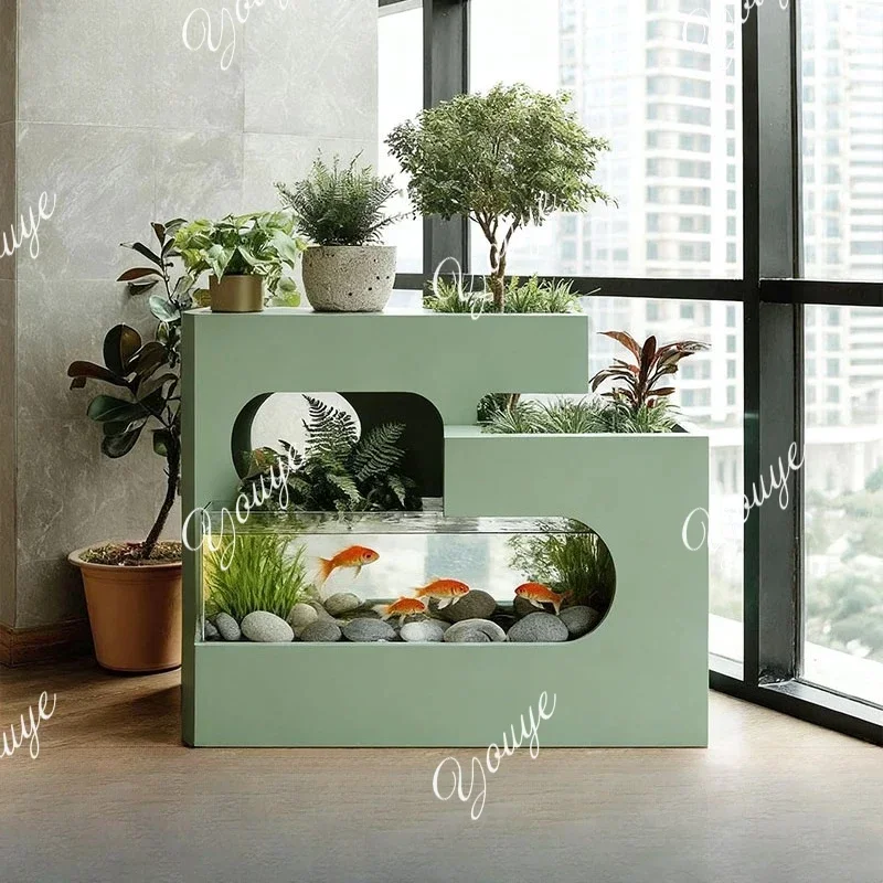 R Stainless Steel Circulating Water Fish Pond Flower Box Courtyard Outdoor Balcony Garden Waterscape Landscape Fish Tank