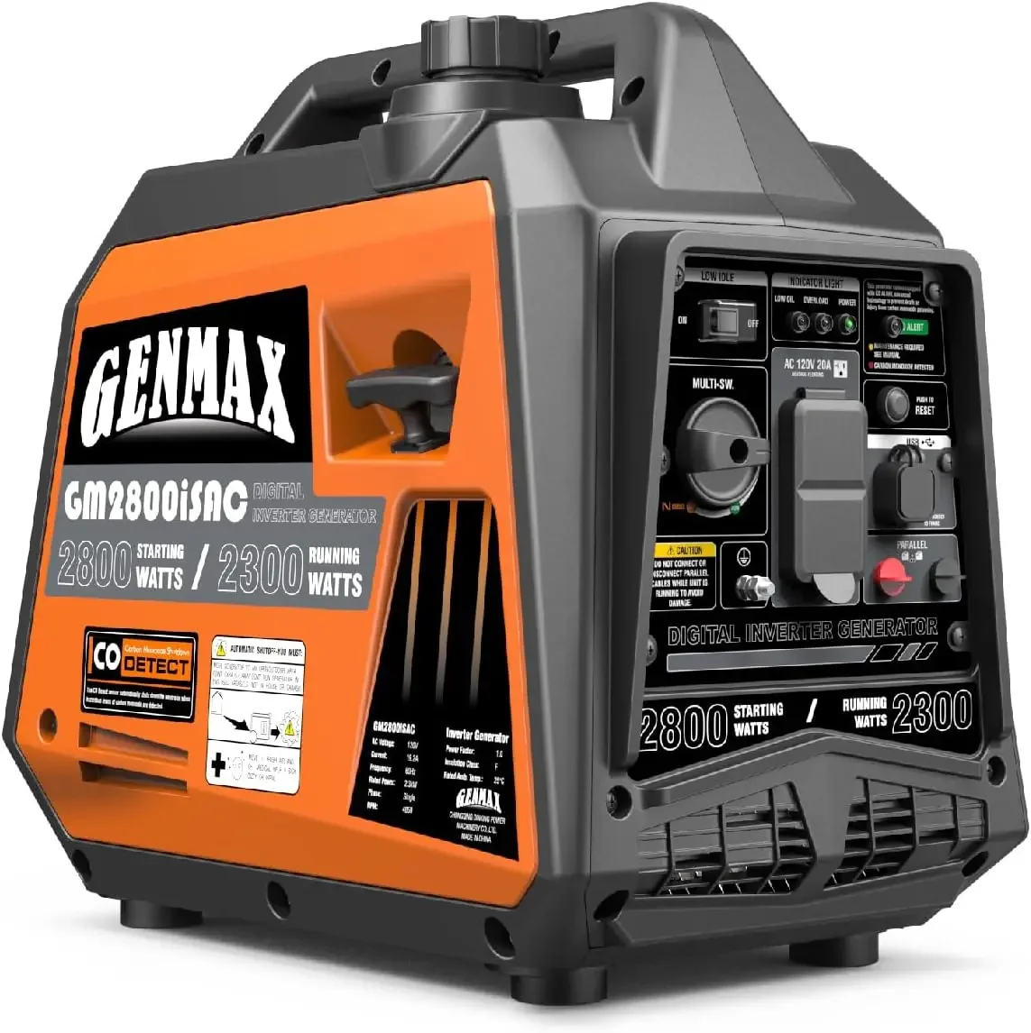 Portable Generator, 2800W ultra-quiet gas engine, Ideal for camping outdoor Home backup power.EPA &CARB Compliant (GM2800iSAC)