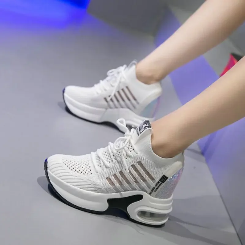 High Quality Femme Bling Sequin Woman Sneakers Chunky Platform Casual Height Increase Zapatillas Mujer wedges shoes 2019