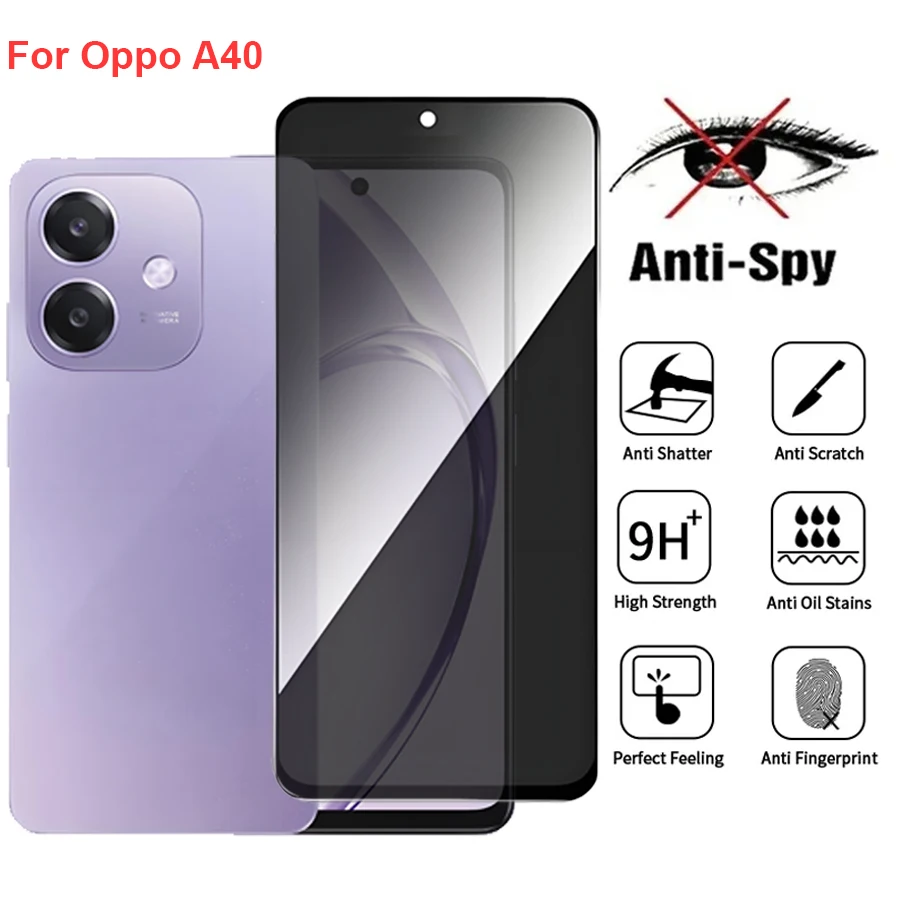 

For Oppo A40 CPH2669 Anti Spy Privacy Tempered Glass Screen Protector Compatible For OppoA40 Full Cover Screen Phone Film