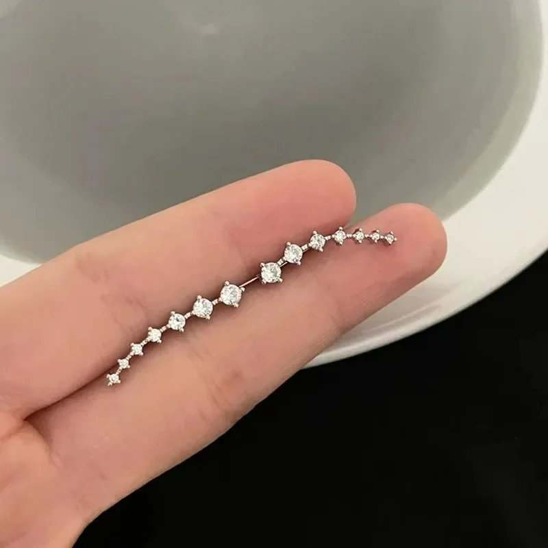 

S925 Sterling Silver Charming Geometric Round Zircon Stud Earrings for Women Fine Jewelry High Luxury Vintage Accessories