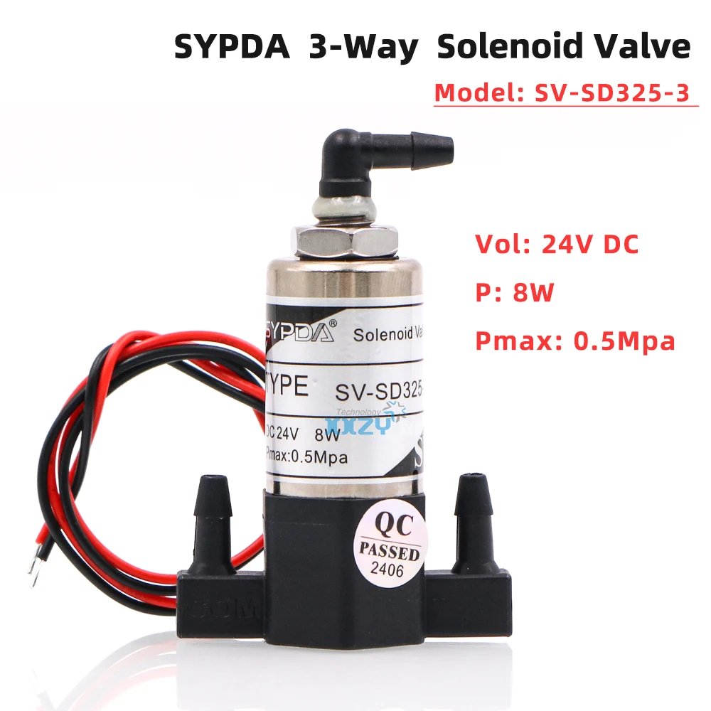 SYPDA 3-Way Solenoid Valve SV-SD325-3 for Gongzheng Inkjet Printer UV Flatbed Machine 24V 8W Magnetic Valve