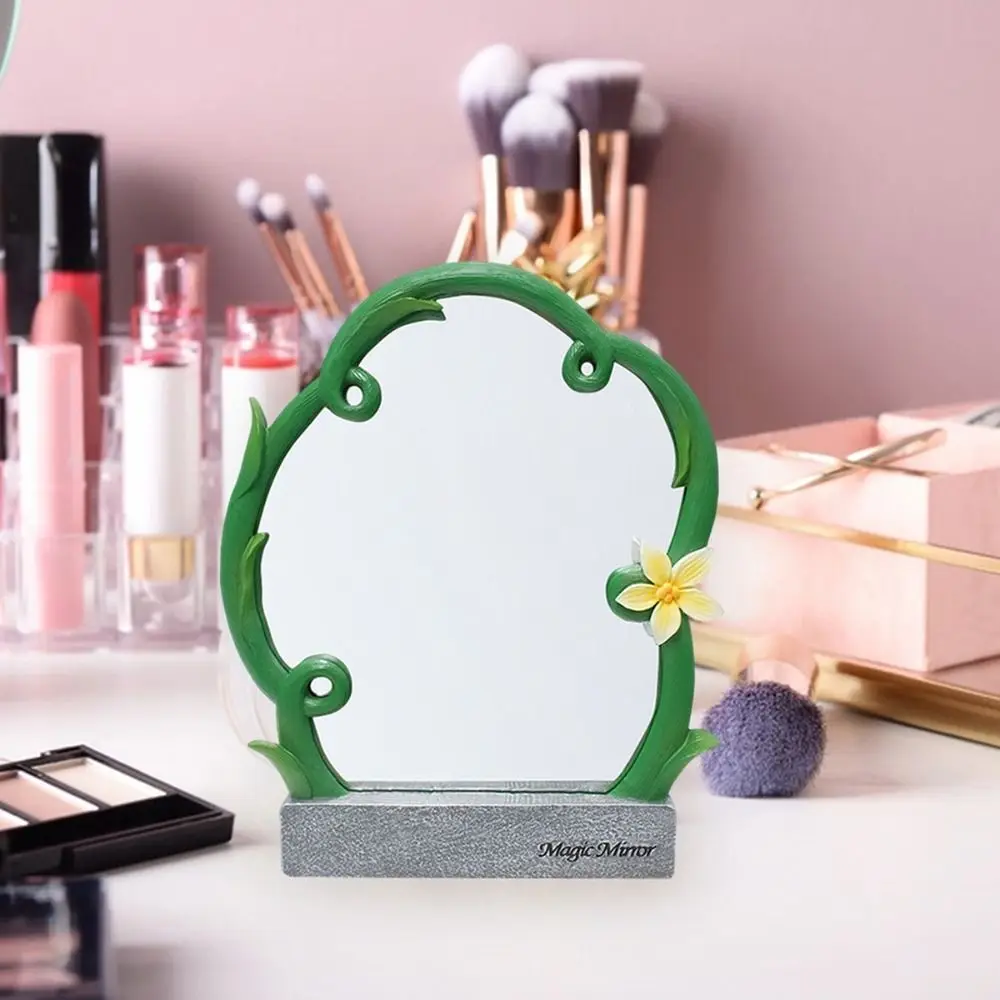 Miroir Portable en forme de vigne à fleurs, haute clarté, avec Base, miroir de maquillage, décor, Mini miroir cosmétique Durable pour la maison et les voyages