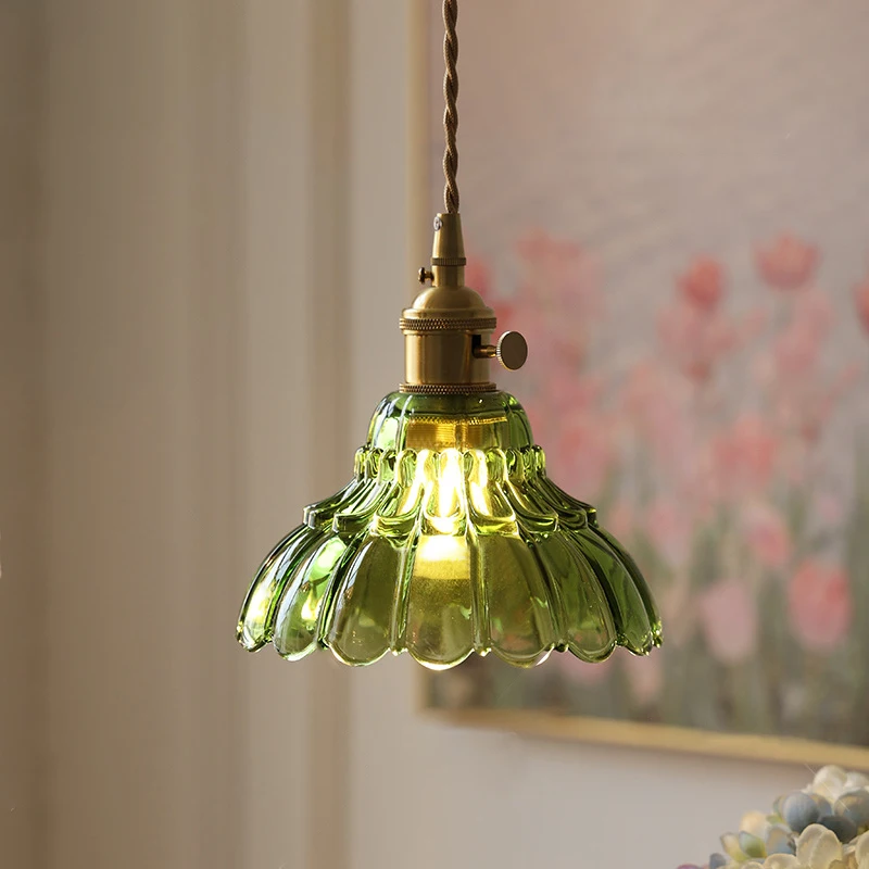 Japanese Minimalist Glass Pendant Lights with Brass E27 Base  Bedside Kitchen Nordic Hanging Lamp Island Decoration Luminaria