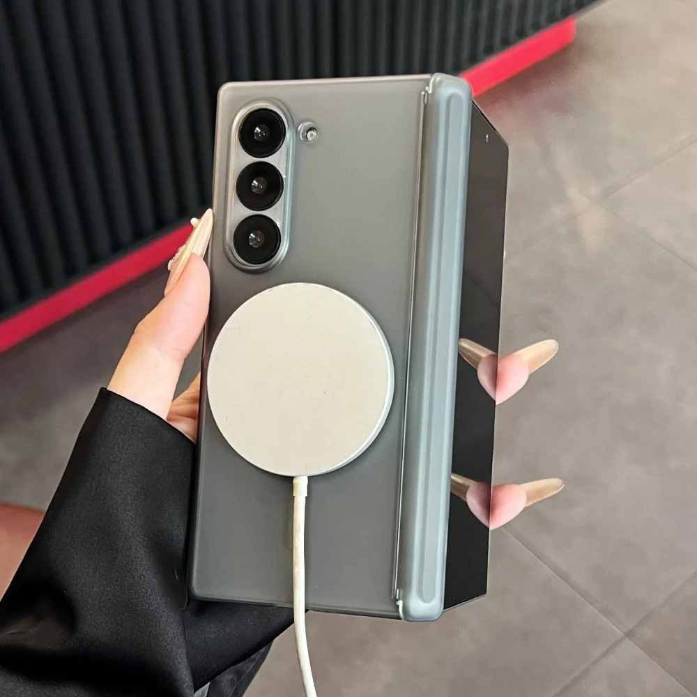 Para Samsung Z Fold 7 funda de teléfono con bisagra magnética mate para Samsung Galaxy Fold7 6 5 4 5G carga inalámbrica cubierta dura a prueba de golpes para PC