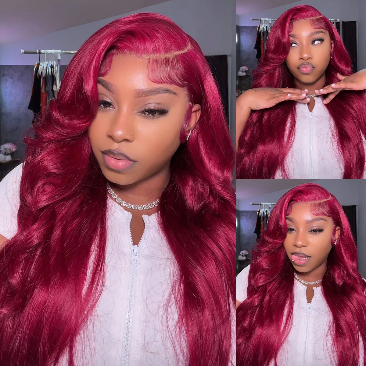 

99J Бордовый 13x6 HD Прозрачные парики фронта шнурка Человеческие волосы Предварительно выщипанные объемные волны 13x4 Парики фронта шнурка Человеческие волосы для женщин