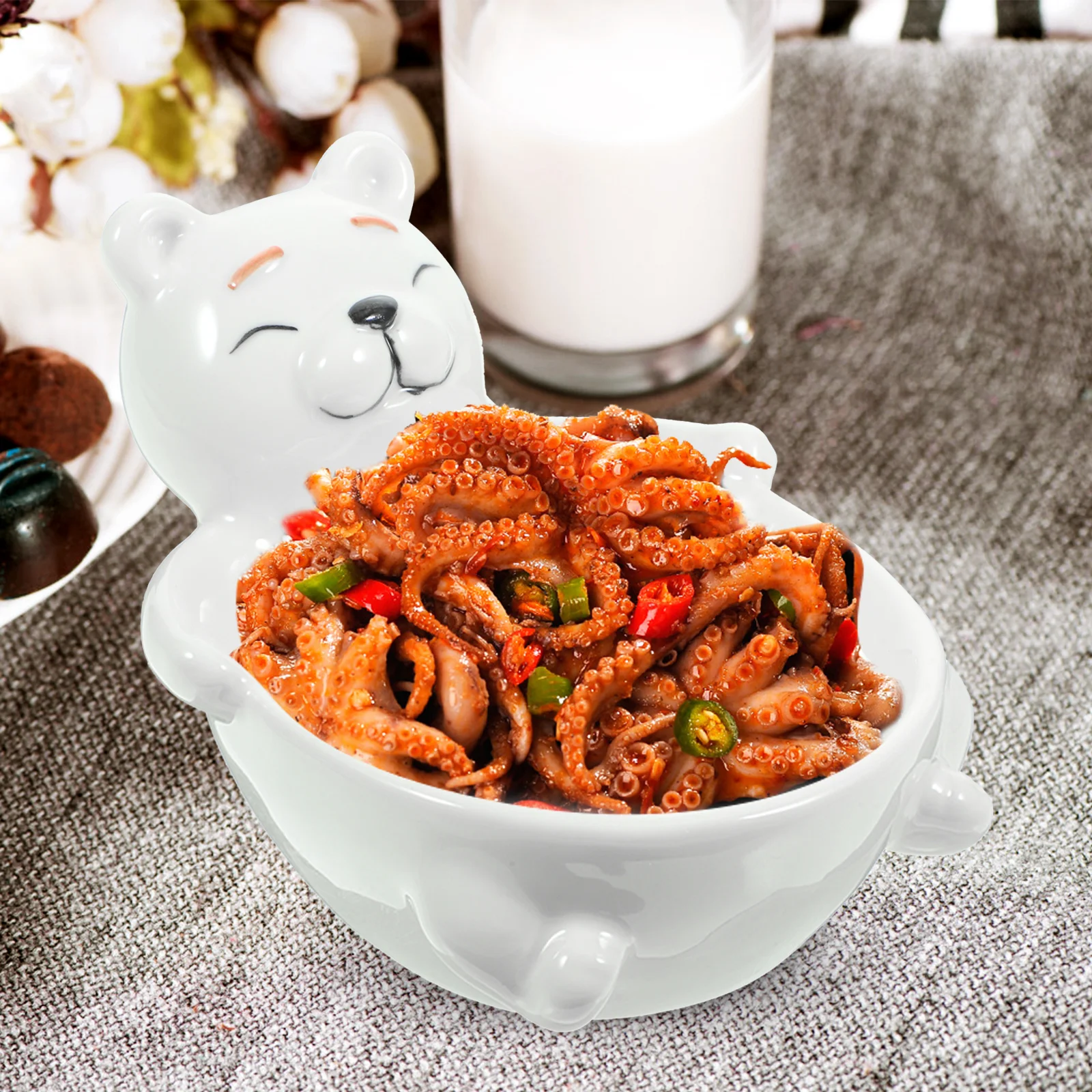 

Ceramic Cute Bear Sauce Tray Simple Design Multipurpose Snack Serving Dish Dessert Appetizer Fruit Bowl Kitchen Tableware