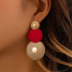 Bohemian Exaggerate Round Statement Earrings for Women European Vintage Geometric Multilayer Long Earrings Party Drop Jewelry
