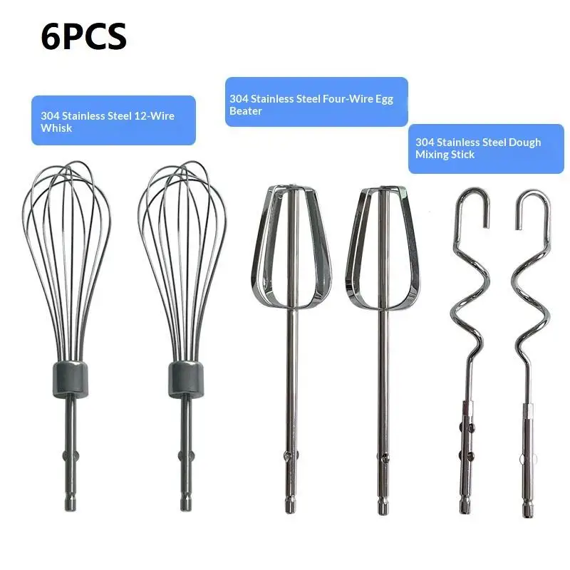 6Pcs Electric Egg Mixer Parts Set Egg Beater Suit For Electric Balloon Whisk Kitchen Accessories Mixer Parts*..