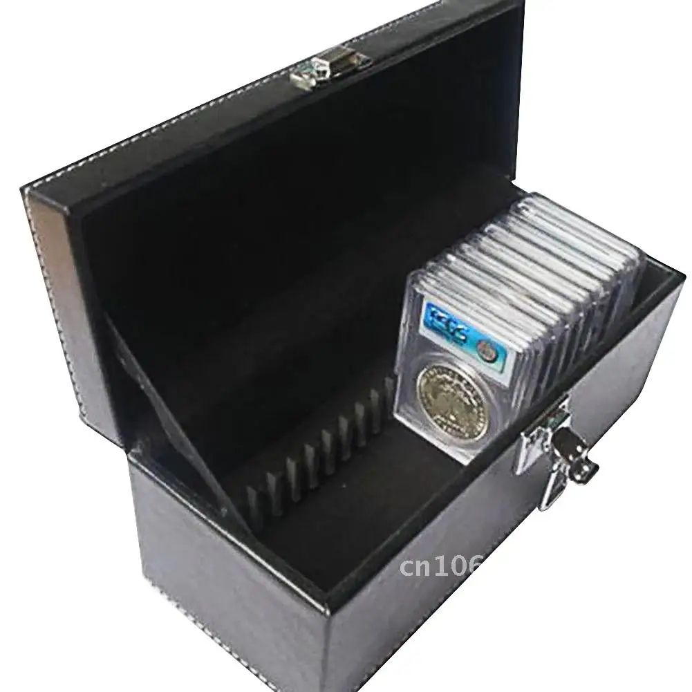 

Storage Box Case Faux Leather For NGC Leather ANACS Certified PCGS Faux Case Home For Tools Slabs Storage Coin Holders Box