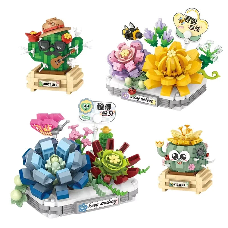 LOZ Mini City Street View Plant Pot Plant Building Blocks Bedroom Cactus Bonsai Ornaments Model Toy Bricks Friends Children Gift