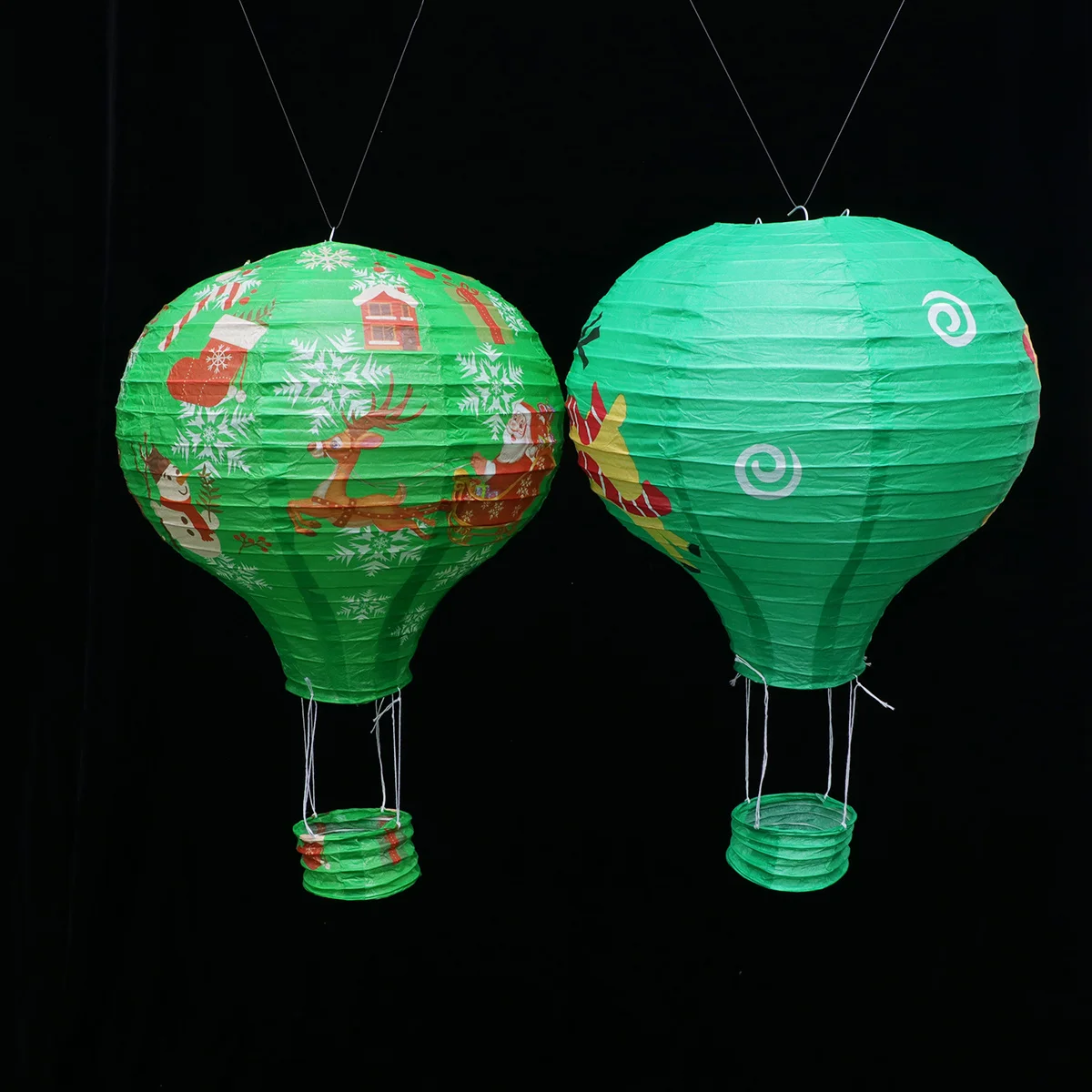 5 قطعة فوانيس ورقية لعيد الميلاد بالهواء الساخن قابلة للطي أضواء معلقة مستديرة مع إطار معدني لشجرة السقف على الحائط قطعة مركزية للحفلات #2