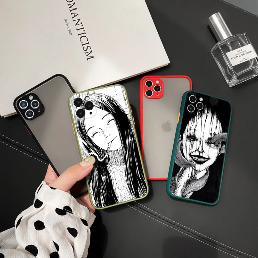 Phone Case For iPhone 16ProMax 15 14 7 8 16Plus 13 12 11 XR X XS SE Junji Ito Tomie Tees Manga Translucent Matte Soft Back Cover