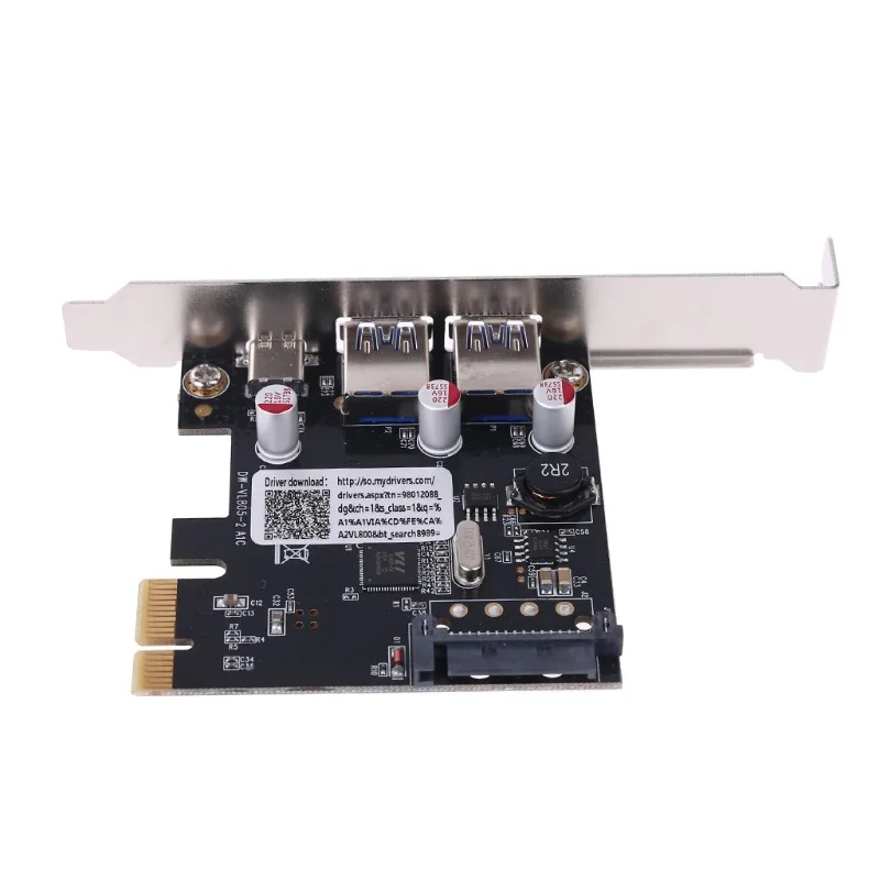 PCIE PCI Express to usb 3.1 type-c Dual usb 3.0 pci-e riser card adapter type c Reversible card with sata 15p power supply