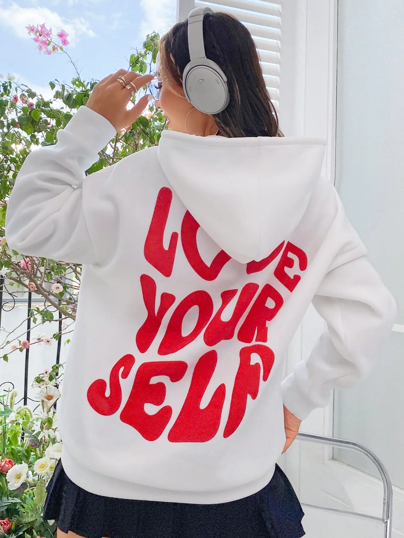 Love Yourself Cotton Printed  Hoodies Casual Oversized Pullovers Trend Comfortable Tracksuit Daily Harajuku Women Sweatshirt