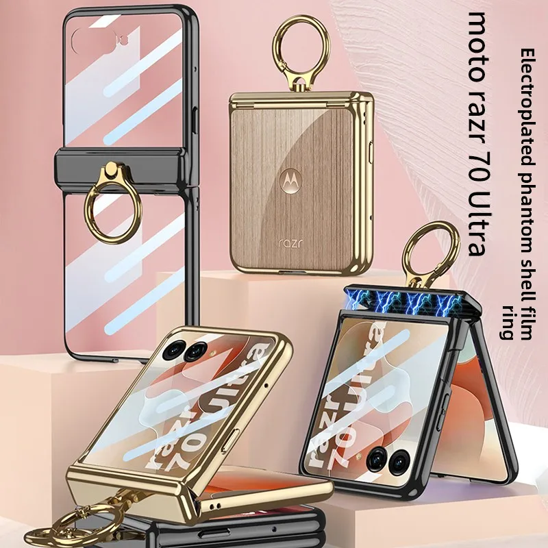 

For Motorola Razr 70 Ultra Case Magnetic Folding Shaft Phantom Ring Shell Film Cover For Moto Razr 70Ultra Shockproof Funda
