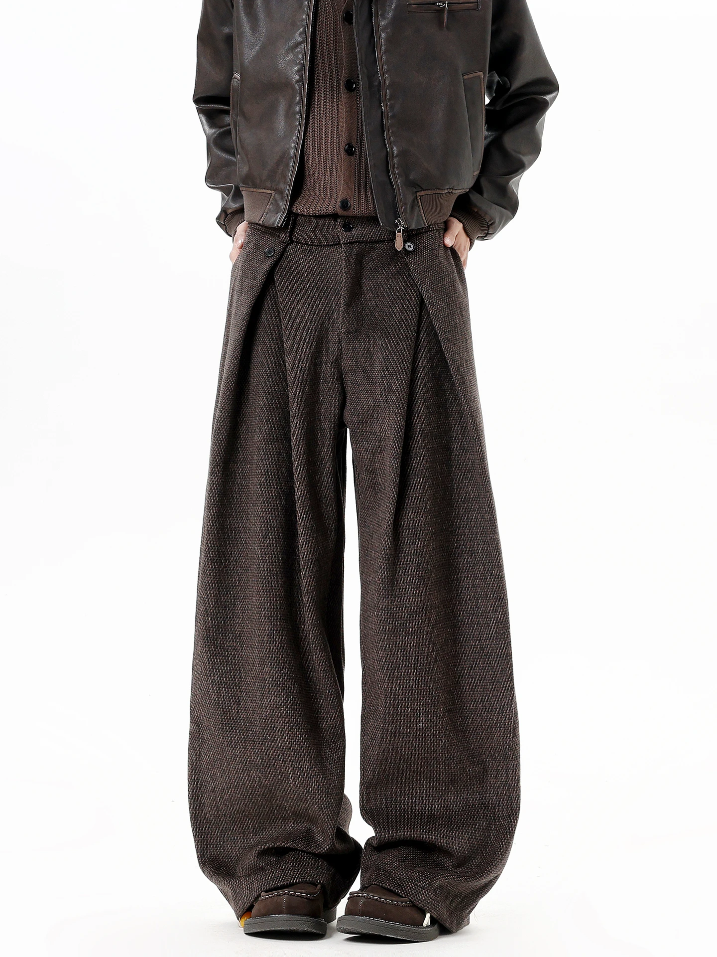 

Мужские повседневные брюки в стиле ретро: свободные, широкие, в пол, однотонные, комфортные, дышащие, весенние