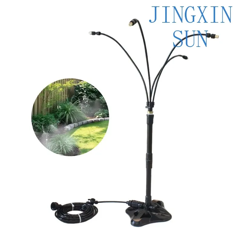 4 nozzles 360 adjustable omnidirectional atomization system Vertical sprayer for outdoor patio with adjustable riser