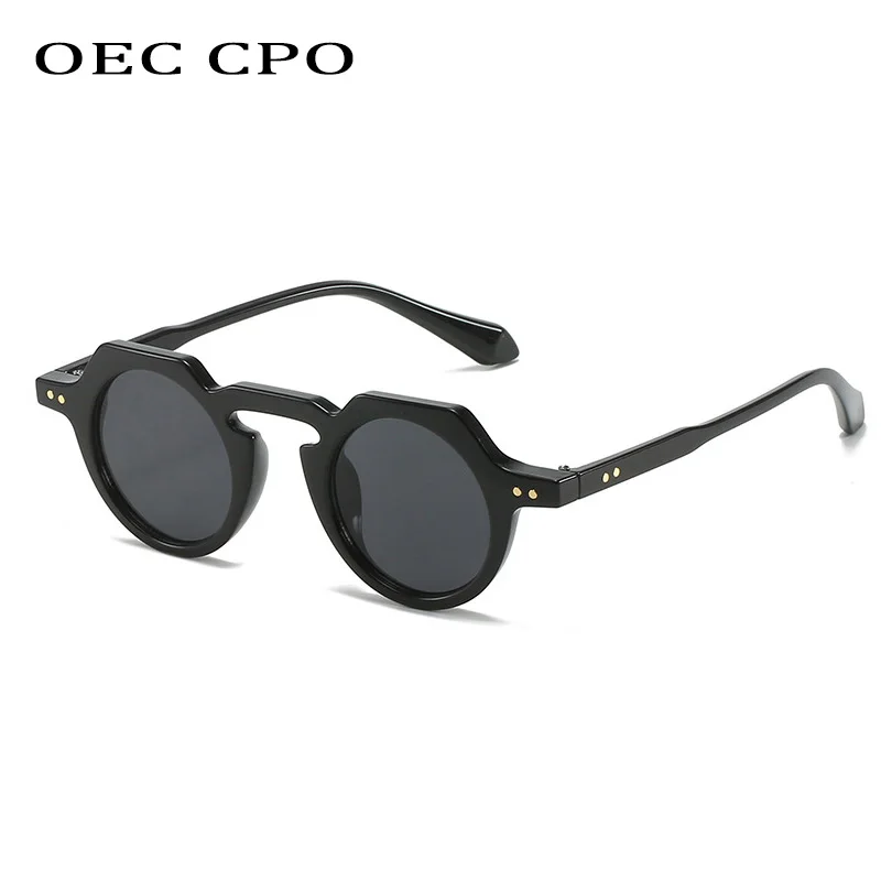 OEC CPO Classic Punk Round Sunglasses For Men Fashion Goggle Sun Glasses Women Trends Rivets Shades Eyewear Female Sport UV400