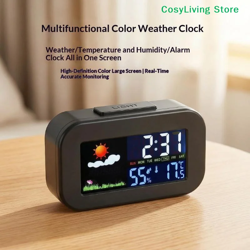 [CL]Weather Station Clock With Color Display Temp & Humidity Monitor Backlit Perfect For Bedroom & Dorm Desk[CL]