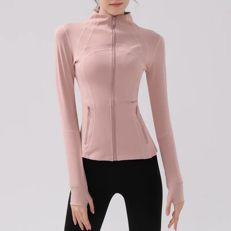 Autumn Winter Women yoga long sleeve top casual sports coat stand collar run quick dry simple slim fit finger cuff design