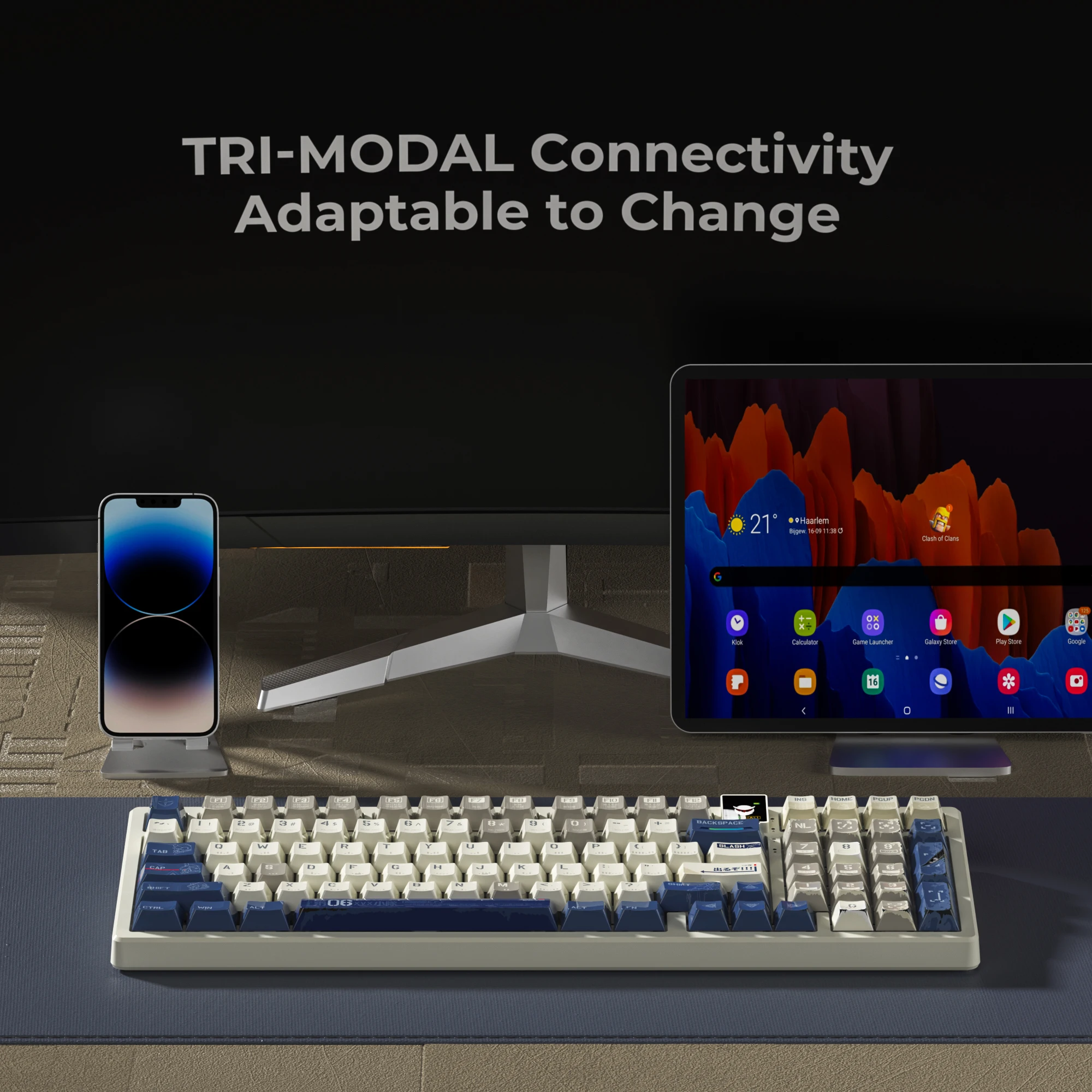 XVX K98 Tri-Mode Smart Display Mechanical Keyboard Gundam SEED 2.4G Wired Hot Swapple Keyboard Super Extended Standby 4000mAH