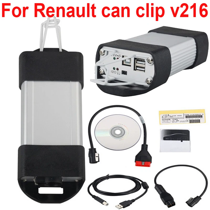 Can Clip For Renault Can Clip obd2 cable V216 Software Diagnosis scanner Reprog can Clip OBD 2 Reno Diagnostics Interface Tools