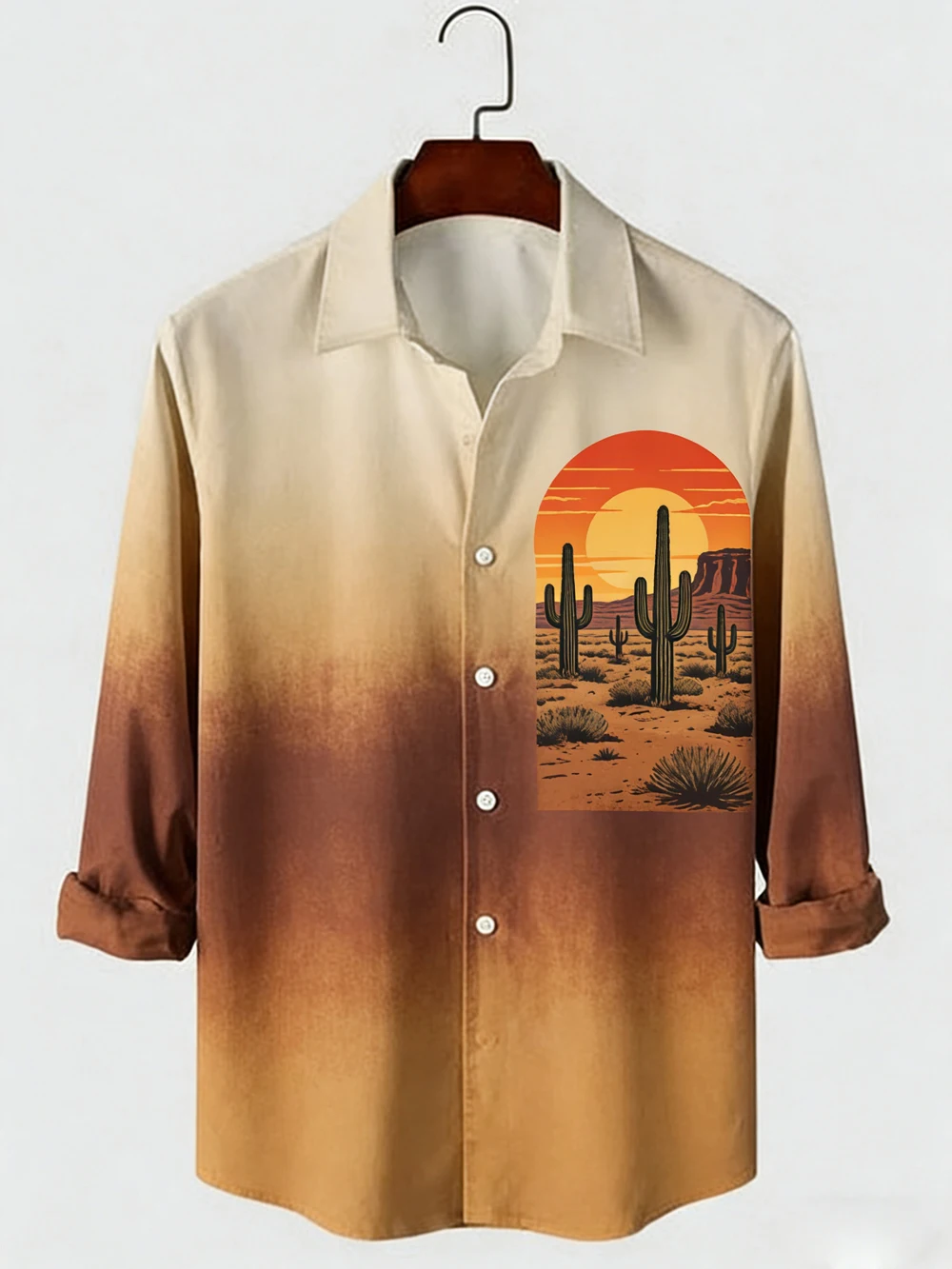 

Men's New Indian Ethnic Avatar Cactus 3D Printed White Shirt Hawaiian Casual Outdoor Shirt Men Simple Business Clothes for You