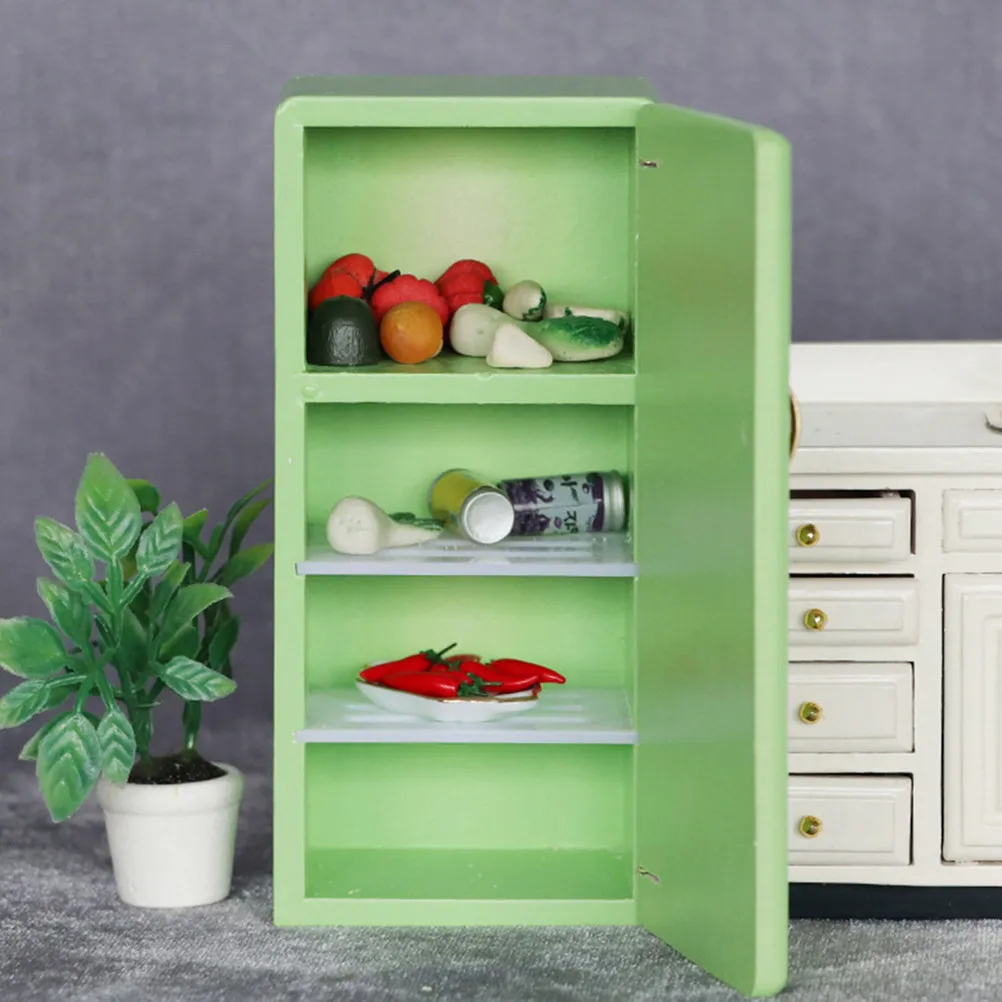 

1Pcs Wooden Miniature Fridge for Mini Houses Eco Friendly Material Sturdy Construction Realistic Modeling Mini Kitchen