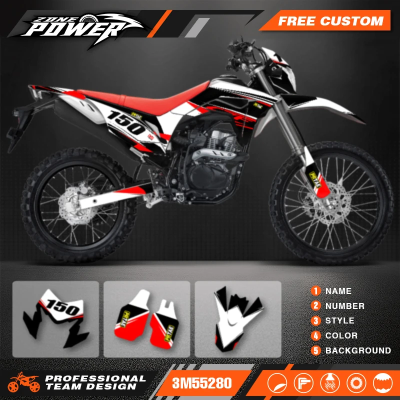 Powerzone Motorcycle Graphic Decal Stickers Kits For Honda CRF150L 2018 2019 2020 2021 Number Name Customize 005